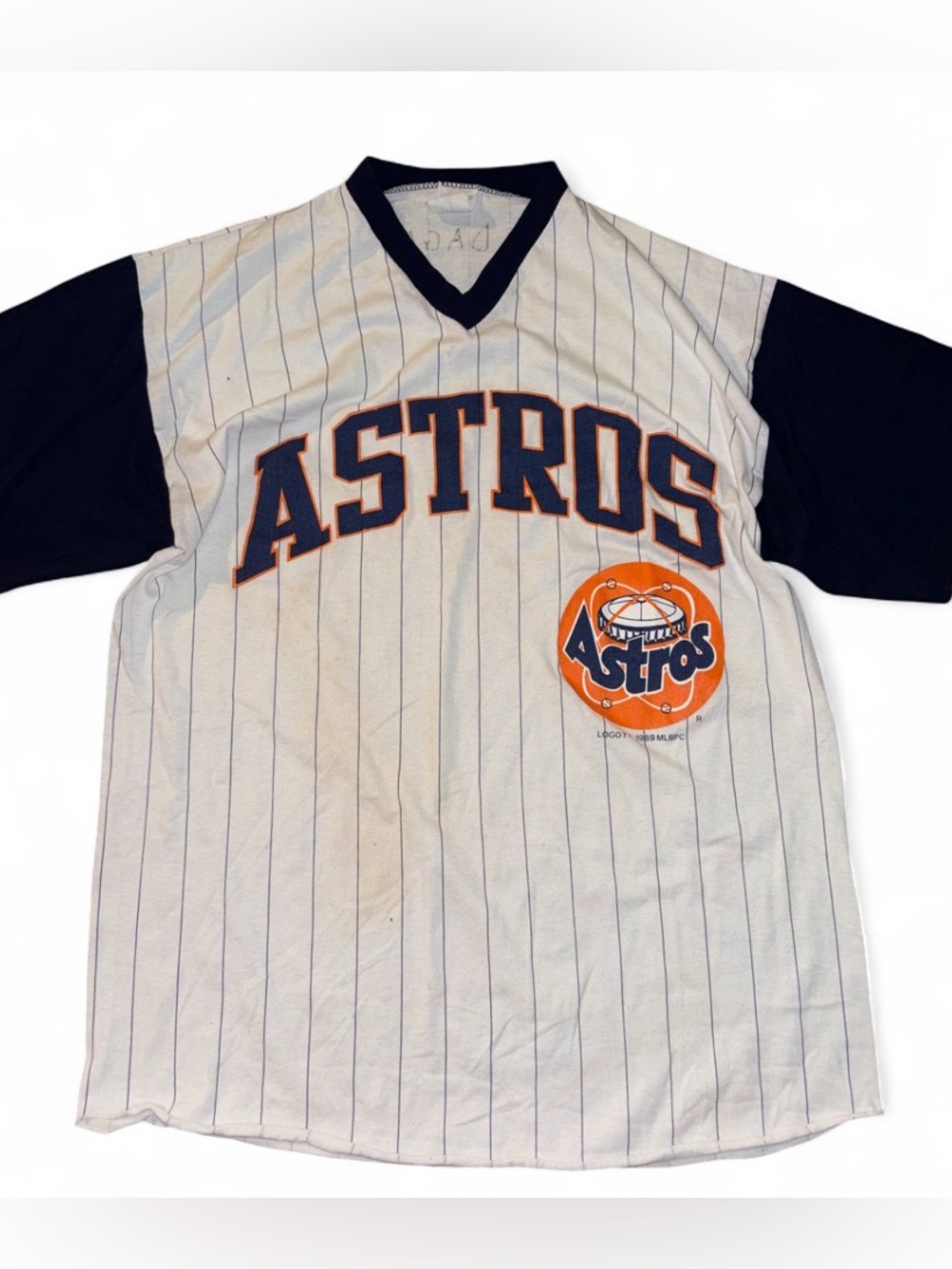 VTG ‘89 Astros Baseball V Neck Single Stitch Tee Shirt Cotton Blend Large